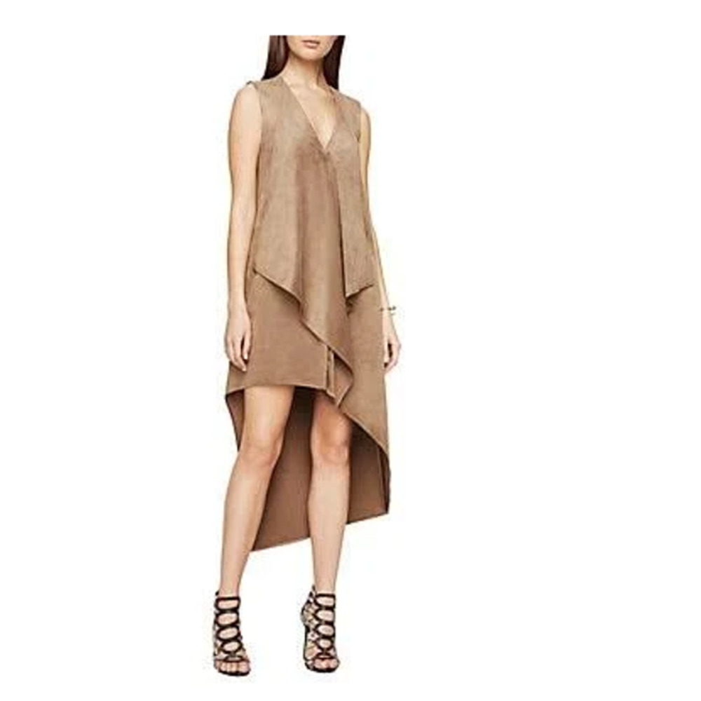 BCBG Maxazria Trar Peach Suede Asymmetrical Dress